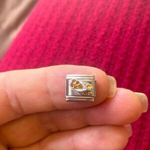 Modern Silver and Gold Geometric Ring with Beach sandal Yellow Gemstone